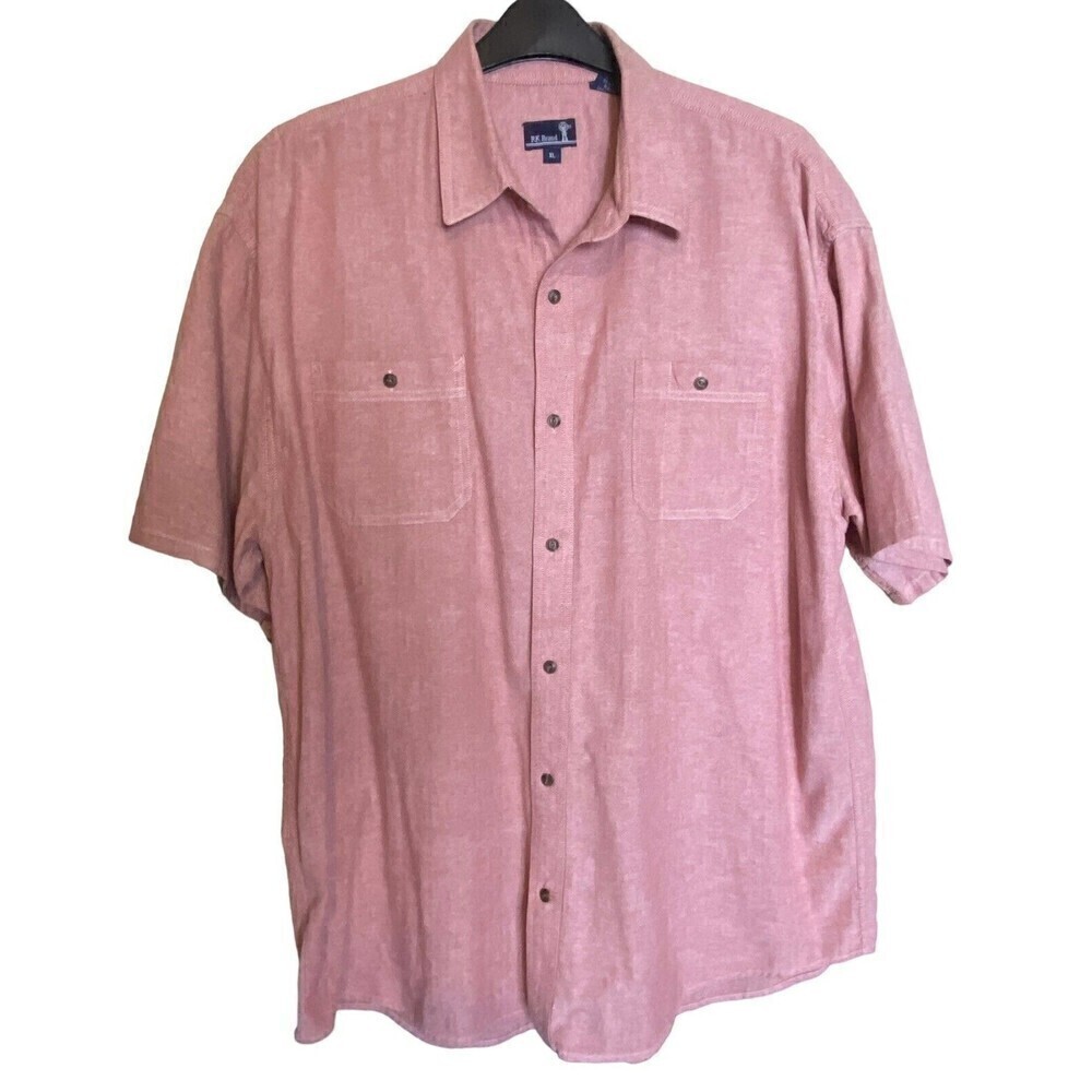 Rk Brand Shirt Mens Size XL Short Sleeve Button Down Pockets100% Cotton Red